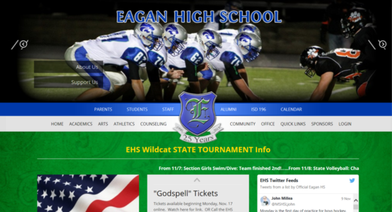 The home page of the updated website.