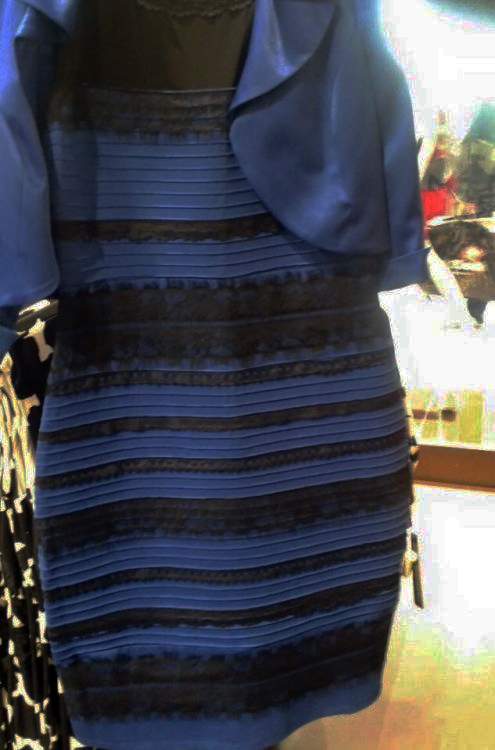 The dress is blue and outlet gold