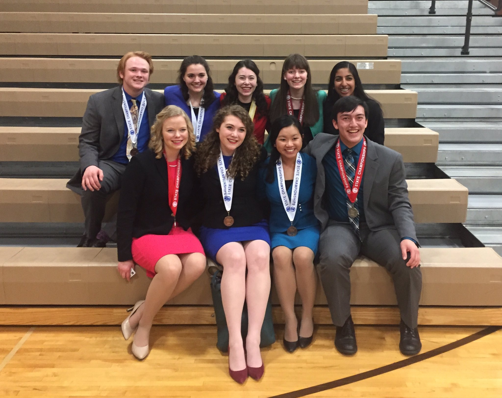 Angela Hugunin, Emily Albert-Stauning, Tram Nguyen, Jonathan David, Josh Drucker, Jenna Herbrand, Brianna Sexton, Elsie Goren, and Atulya Reddy were this year's state speech finalists.